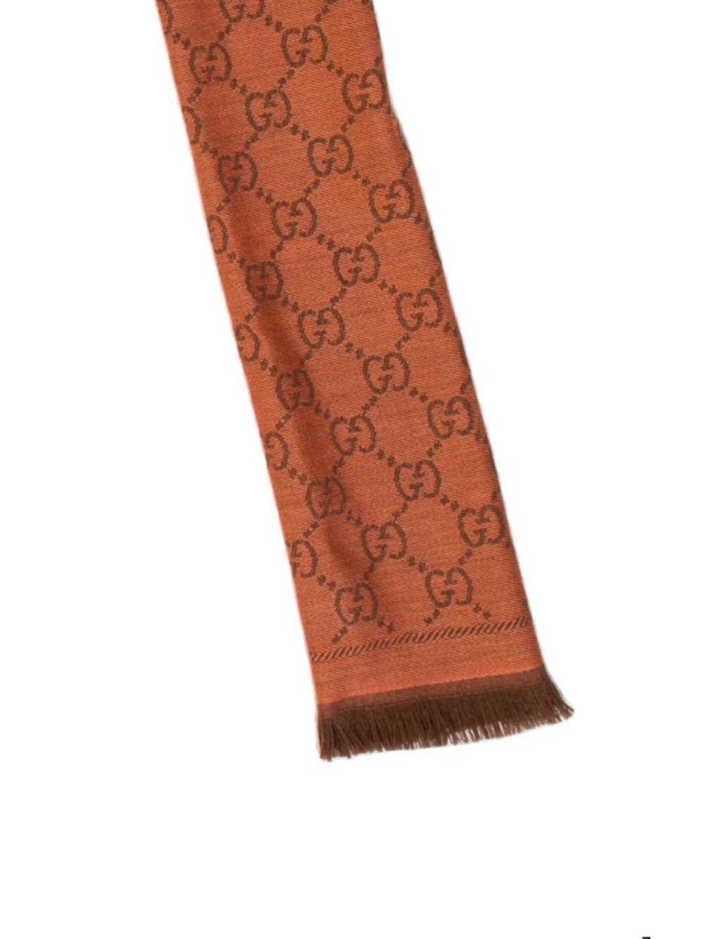 Gucci Orange and Brown GG Monogram Scarf - Picture 2 of 3